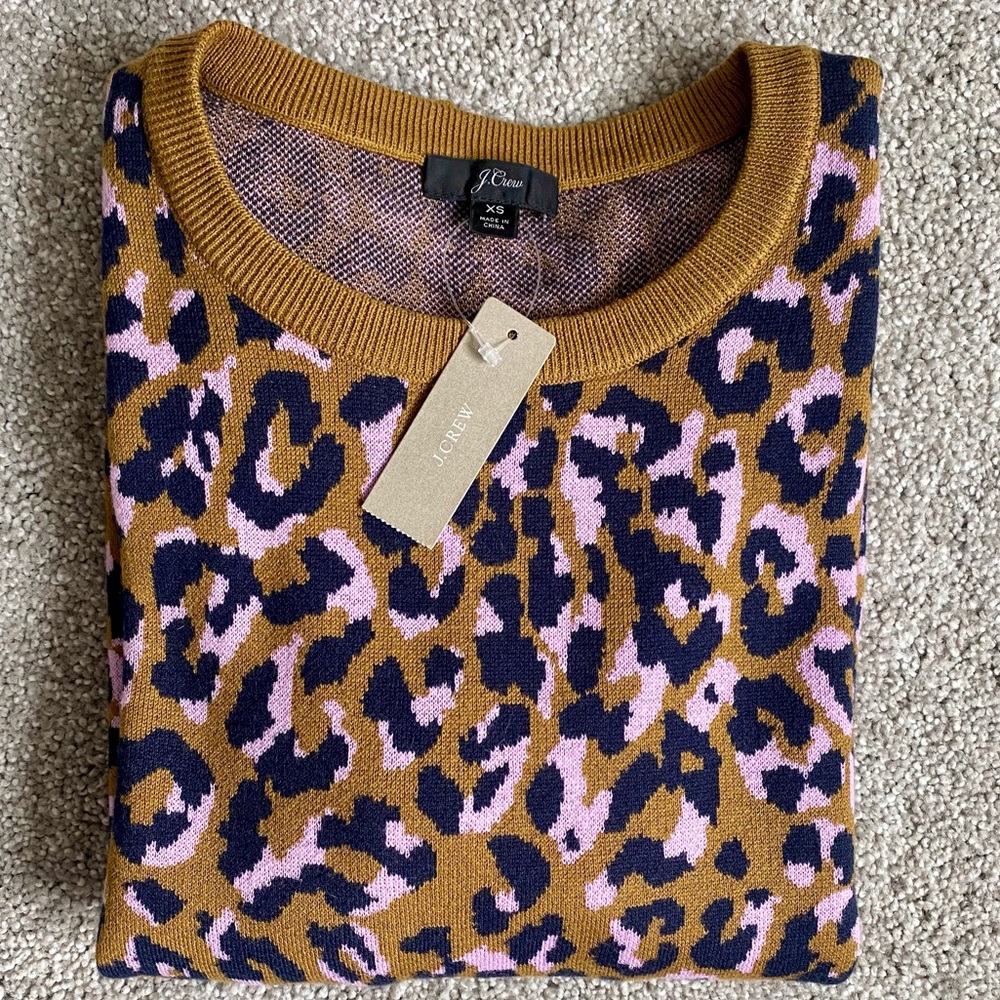 JCrew Crewneck sweater in Leopard